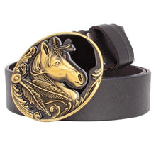 Load image into Gallery viewer, Horse head cowskin leather belt