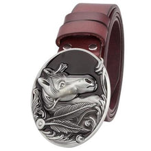 Load image into Gallery viewer, Horse head cowskin leather belt