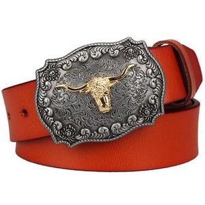 Male genuine leather belt American West cowboy
