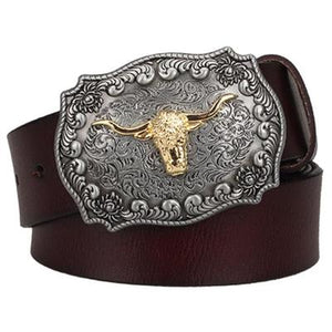 Male genuine leather belt American West cowboy