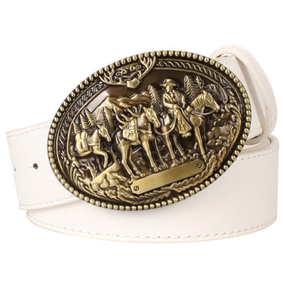 2018 Fashion men's leather belt Wild cowboy