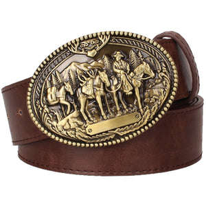 2018 Fashion men's leather belt Wild cowboy