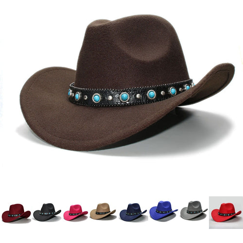 Kid Child Retro 100% Wool Wide Brim Cowboy Western Cowgirl Bowler Hat