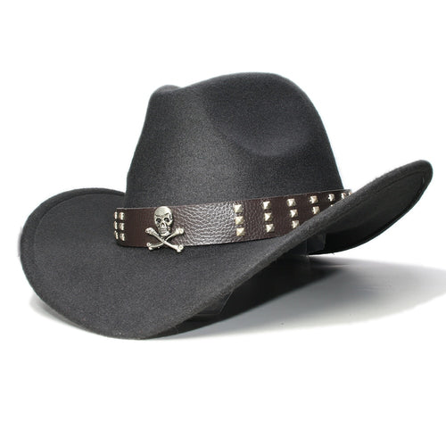Vintage Retro Women Men Wool Wide Brim Cowboy Western Cowgirl Bowler Hat