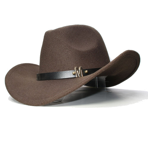LUCKYLIANJI Vintage Women Men  Wool Wide Brim Cowboy Western Cowgirl Bowler Hat