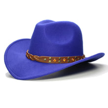Load image into Gallery viewer, Retro Turquoise Yellow Crystal  Cowboy  Hat